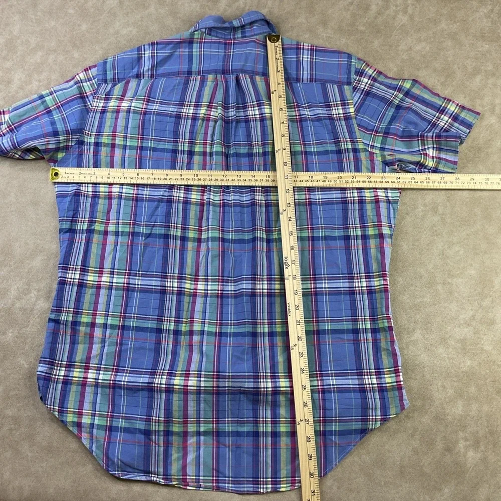 Polo Ralph Lauren Plaid Shirt Mens L Short Sleeve Button Down Classic Vintage